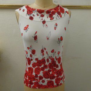 La Cite Vintage Rose Print Tank Top